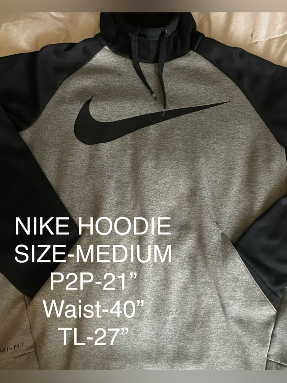 Nike Two-Tone Grey and Black Swoosh Pullover Hoodie